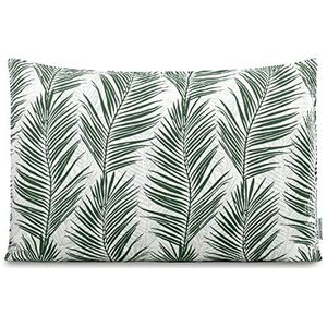 AmeliaHome Sierkussen kussensloop met vulling tweezijdig ultrasoon stiksel 50x70 cm plantenpatroon groen wit Tropical Bonaire