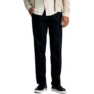 Haggar Premium strijkvrije casual kaki-broek voor heren, rechte pasvorm, platte voorkant, Zwart, 32W / 30L
