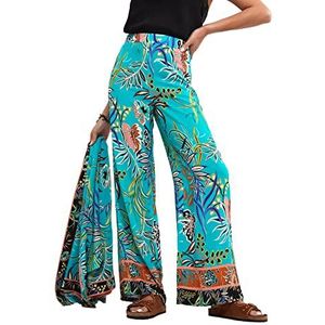 Joe Browns Dames Tropical Palm Print Co Ord Tailored broek met wijde pijpen, 16, blauw, Blauw, 42