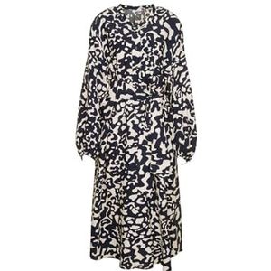 Seidensticker Blousejurk voor dames, met ceintuur, regular fit, midi-jurk, opstaande kraag, lange mouwen, 100% viscose, Donkerblauw, 46