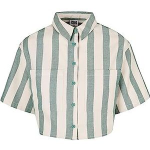 Urban Classics Dames Korte Oversized Stripe Shirt, Groenlancer/Softseagrass, L, Greenlancer/Softseagrass, L