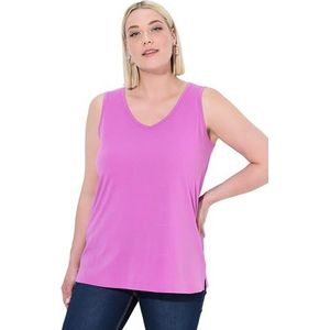 Ulla Popken Klassieke T-shirts voor dames met V-hals, koel roze, 62-64