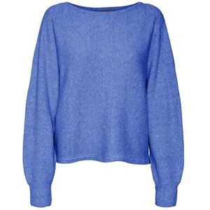 VERO MODA CURVE VMCDOFFY LS Boatneck trui GA Boo, Beaucoup Blue/Detail: melange, S Grote maten