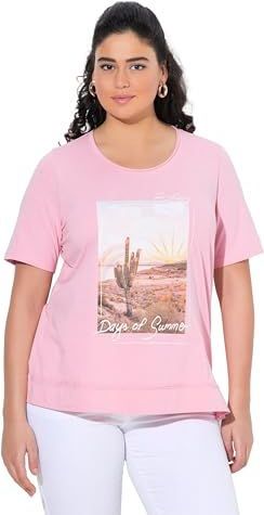 Ulla Popken - Shirt - Beige - Motiefprint - Kwartmouw