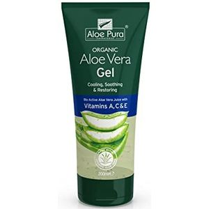 Aloe Pura Aloë Vera Gel met Vitaminen A,C&E, Natuurlijk, Veganistisch, Dierproefvrij, Parabeen & SLS Vrij, Verzachtend, Herstellend, 200ml