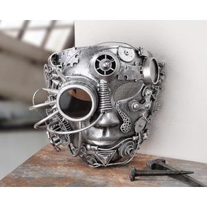 Verpakking van 2 muurobjecten, masker, hars, zilverkleurig, PU 2, L. 12 cm, W. 21 cm, H. 19 cm