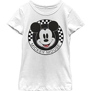Disney Characters Mickey Mouse Checkered Girl's Solid Crew Tee, wit, XS, Weiß, XS