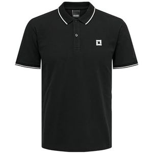 ONLY & SONS Onsfletcher Slim Ss Polo Noos Poloshirt voor heren, Zwart/Detail: helder wit contrast streep, L