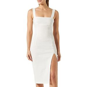 Pinko Vriendelijke jurk van linnen, stretch, casual damesjurk, Z15_wit Nembo, 40 NL