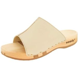 Woody Dames Anja houten schoen, crème, 36 EU, Crème, 36 EU