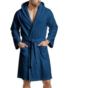 PETTI Artigiani Italiani - Badjas microvezel, badjas voor heren, badjas van microvezel voor dames, donkerblauw, XXL, 100% microvezel