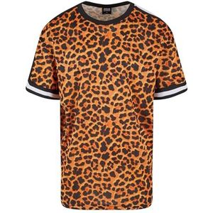 Urban Classics Heren T-Shirt Oversized Mesh AOP Tee Oranje-Leopard XL, oranje luipaard, XL