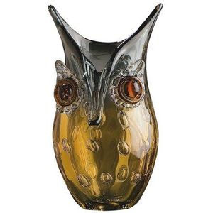 Glas Art Design Vaas Uil - decoratief object handgemaakt van glas - hoogwaardig cadeau - kleur: Amber-bruin - hoogte 23 cm