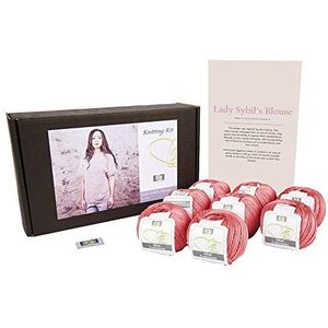DesignEtte Lady Sybil's Volwassenen Breien Kit 100 procent gemerceriseerd Egyptische katoen wol garen ballen en patroon in een set Beginner Starter Handcrafts Pack Box 50g≈127m/5ply Baby Roze 4, 3XL