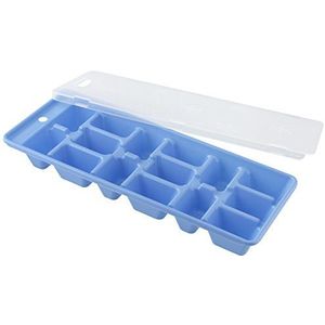 Fackelmann IJsblokjesvorm, ijsblokjesbox met deksel van kunststof, robuuste ijsblokjeshouder (kleur: blauw, groen, paars - niet vrij te kiezen), hoeveelheid: 1 stuk