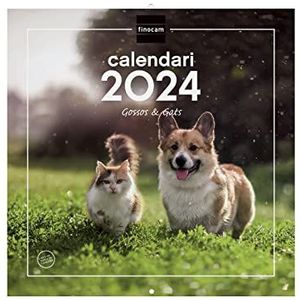 Finocam - Kalender 2024 wandafbeeldingen 30x30 om te schrijven januari 2024 - december 2024 (12 maanden) Catalaanse honden en katten