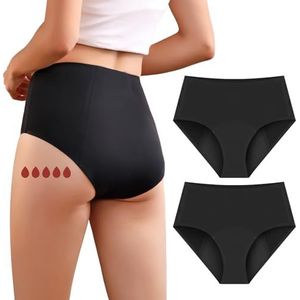 Carer 2-pack Menstruatie-ondergoed sterke bloeding menstruatie ondergoed comfortabel en lekvrij zwart maat S, zwart, S