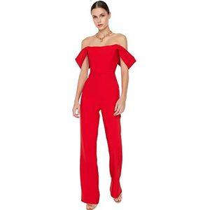 Trendyol Effen geweven jumpsuit voor dames, Rood, 68