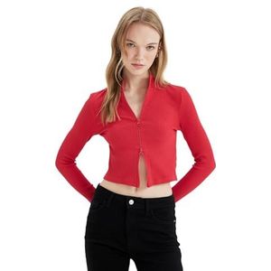 DeFacto Dames Damenstrickjacke-Vielfalt an Strickjacken-Pullovern & Cardigan-Strickjacke und Strickweste für Damen Trui, rood, S, Rood, S