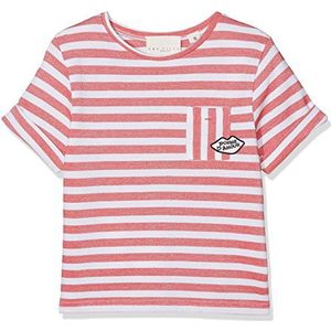 T-shirt voor meisjes, motief Today I aan het mesh, gestreept, opgerolde mouwen, sleuven aan de zijkanten, geborduurde patch, meerkleurig (wit rood), S