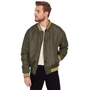 Trendyol Oversized winterjas, effen, universiteitskraag, jas, kaki, L heren, Khaki (stad), L