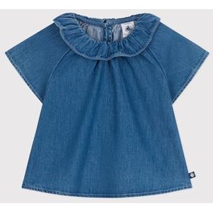 Petit Bateau Blouse met korte mouwen voor meisjes, Blauw, 24 Maanden