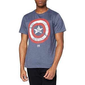 Marvel Captain America T-shirt voor heren, Hei marine, M