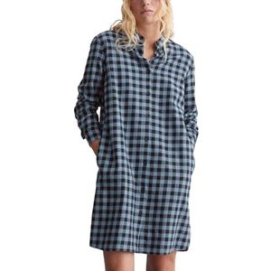 Marc O'Polo Denim hemdblousejurk voor dames, van biologisch katoen, geruit, donkergrijs_multi_01, XS