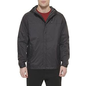 Tommy Hilfiger Waterdichte ademende regenjas met capuchon voor heren, Zwart, 3XL