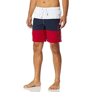 Nautica Heren Quick Dry Classic Logo Tri-Block Series Swim Trunk, Nautica Rood, XL