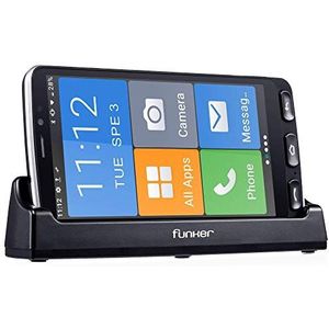 Funker E500 Plus - 4G smartphone mobiele telefoon - Whatsapp voor senioren, 2 GB RAM -16 GB ROM (uitbreidbaar), SOS-knop, laadstation, XXL-iconen, 5,5 inch scherm, Android 10 (zwart)
