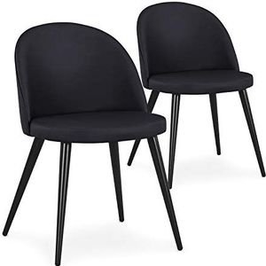 Menzzo Gestoffeerde stoelen, hout, zwart, L52 x D56 x H78 zitvlak H46 cm