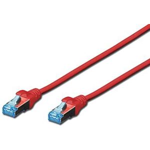DIGITUS LAN kabel Cat 5e - 3m - CCA netwerkkabel met RJ45 - SF/UTP afgeschermd - Compatibel met Cat-6 & Cat-5 - Rood