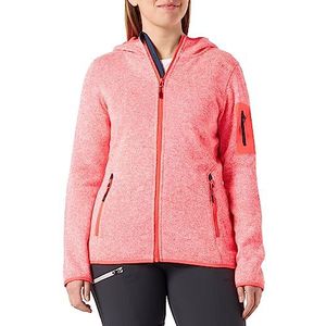 CMP - Dames Knit-Tech jas met vaste capuchon, rood fluo-wit, 52
