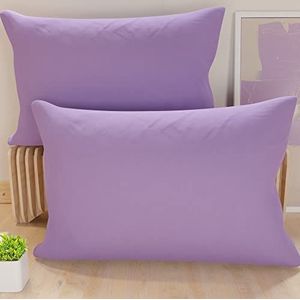 PETTI Artigiani Italiani - 1 paar kussenslopen, effen, paars, 100% hypoallergene microvezel, 100% Made in Italy