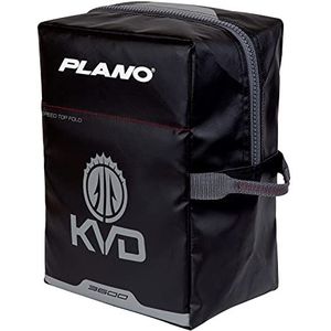 Plano KVD Wormfile Signature Series 3600 Speedbag, zwarte TPE gecoate stof met rode binnenkant en accenten, premium zachte vistas, visgerei opslag voor aas en kunstaas