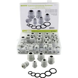 SeKi 17475 onderdelen kabelwarteling assortiment, 50-delig, grijs (RAL7035)