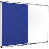 Bi-Office Maya Combi Bord, Blauw Vilt en Magnetisch Whiteboard, Geanodiseerd Aluminium Omlijsting, 90x60 cm