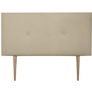 Duérmete Online Premium hoofdbord, model Milan, bekleding van hoogwaardig kunstleer, hout, beige, 130 x 60 cm met voeten (bed 120)