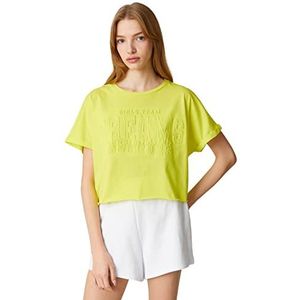 Koton Dames Crop Oversized Short Sleeve Crew Neck T-shirt, groen (788), M