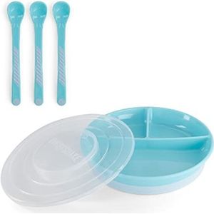 Twistshake Baby Servies Set | Bordje + 3 Lepel bestek | BPA-Vrij | Voedings Training Set Voor Kinderen | Blau