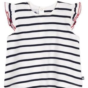 Petit Bateau Baby meisje A0CP0 blouse met korte mouwen, wit/blauw, 3 maanden, wit/blauw, 3 Maanden