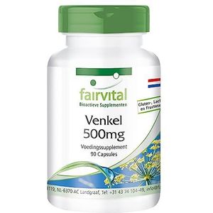 Fairvital | Venkel 500mg - Foeniculum vulgare Miller - VEGAN - zonder magnesiumstearaat - voedingssupplement - 90 capsules