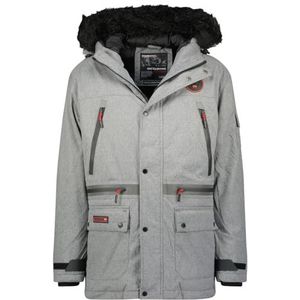 Geographical Norway Cayran Heren Parka Lang, warm, herfst en winter - Waterdichte jas - Jas met capuchon van bont voor buiten - Winddichte jas - Heren (Lichtgrijs XL), Lichtgrijs, XL