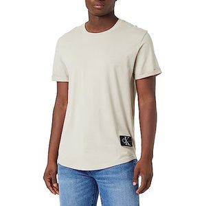 Calvin Klein Jeans Heren Badge Turn Up Mouw T-shirt, Plaza Taupe, XXS