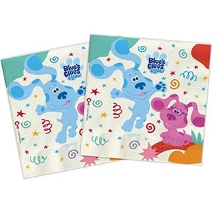 Ciao - Composteerbare papieren servetten Blue's Clues (33 x 33 cm, dubbele doek), 20 stuks, blauw, roze, wit, 24068