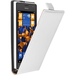 Mumbi PREMIUM REAL Leather Flip Case Nokia Lumia 620 Case, Lumia 730 (4,7 inch) Flip weiss