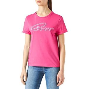BOSS Dames C Esummer Regular Fit T-shirt van biologisch katoen met zomerse print, roze, XL