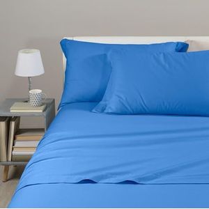 Caleffi Beddengoedset, eenkleurig, flanel, blauw, Frans bed