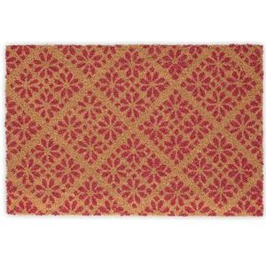 Deurmat - Rood - Floraal Patroon - 60x40 cm - Kokos - Antislip - Weerbestendig